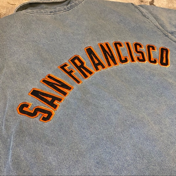 Starter San Francisco Giants Denim Button Jacket - Picture 8 of 8
